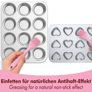 Stainless Steel Muffin Pan 2-Piece Set – Classic & Heart-Shaped