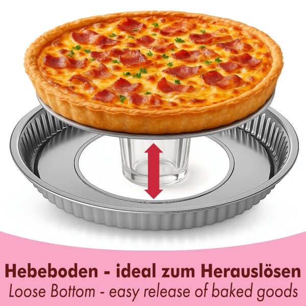Edelstahl Quiche -Tarteform mit Hebeboden 28 cm