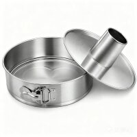 Springform Edelstahl Backform mit Flach- und Rohrboden, PFAS-frei, 25 cm