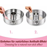 Springform Edelstahl Backform mit Flach- und Rohrboden, PFAS-frei, 25 cm