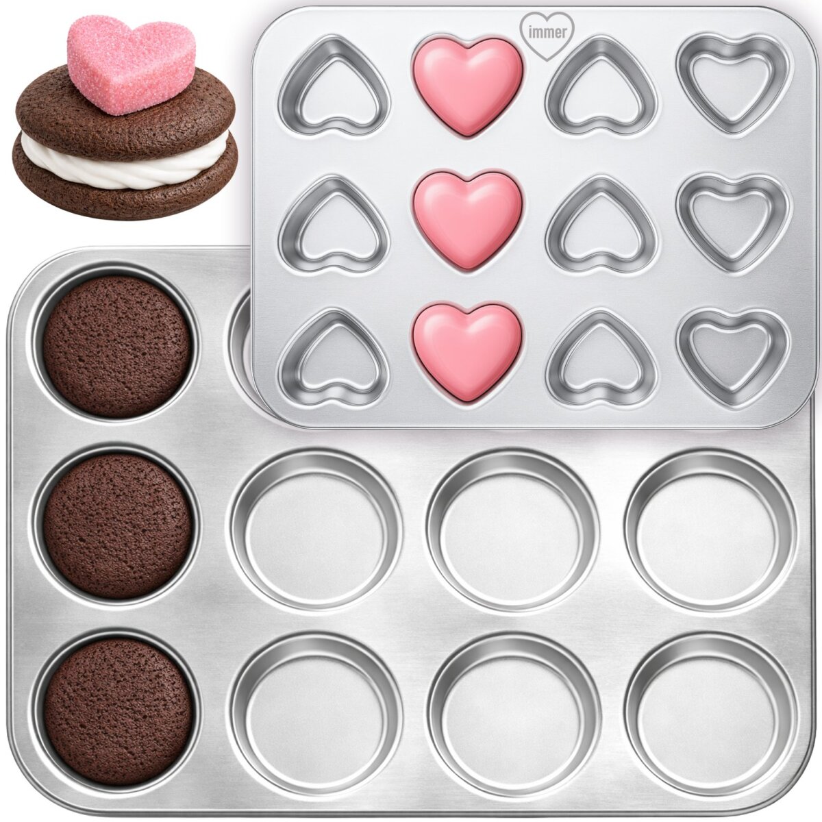 Edelstahl Backform 2er-Set Whoopie-pie (Mini-Pancakes) und H