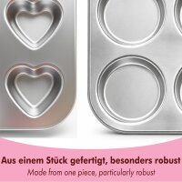 Set di teglie per muffin in acciaio inox, classiche e a forma di cuore
