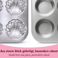 Set di teglie per muffin in acciaio inox, classiche e a forma di cuore