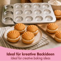 Juego de moldes para muffins de acero inoxidable, clásicos y con corazones